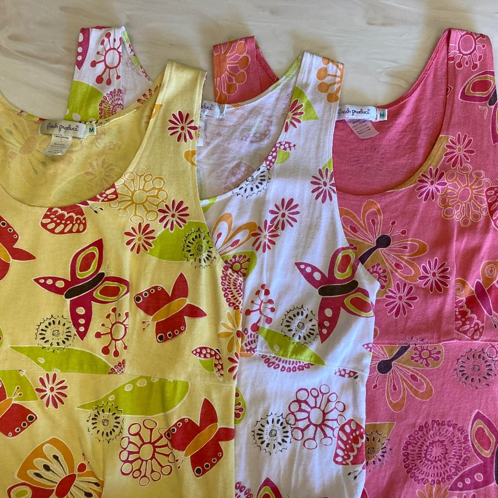 COPY - Lot of 3 vintage Fresh Produce Dresses sz M Sleeveless/Ruffle/Butterflies
